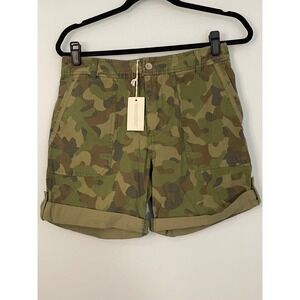 Sundance Women's Camouflage Cargo Shorts Size 4 Cuffed Utility Pocket Rolled Hem